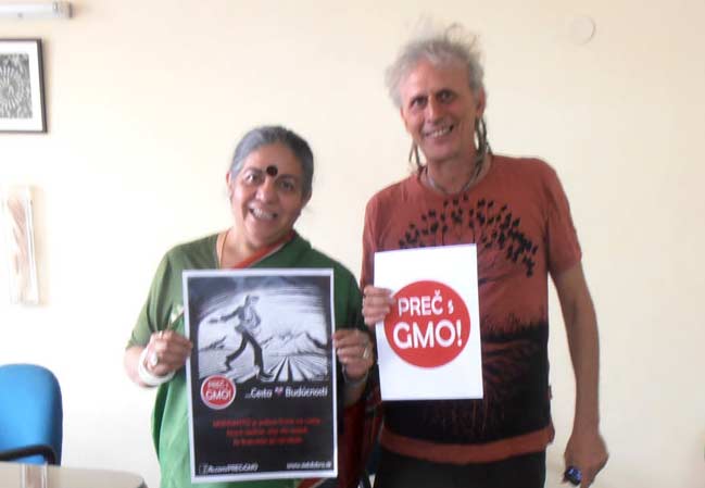 Jaman with Vandana Shiva in a monsanto campaign